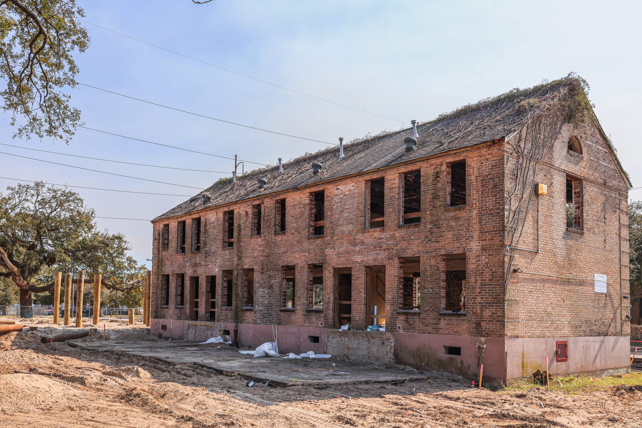 Historic brick building at BW Cooper site prior to full restoration and integration into new development